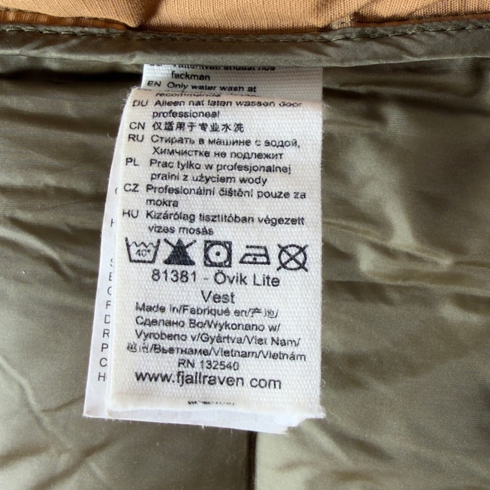 Fjallraven Mens Ovik Lite Vest- size M Brown Tan Down Puffer - Picture 5 of 11